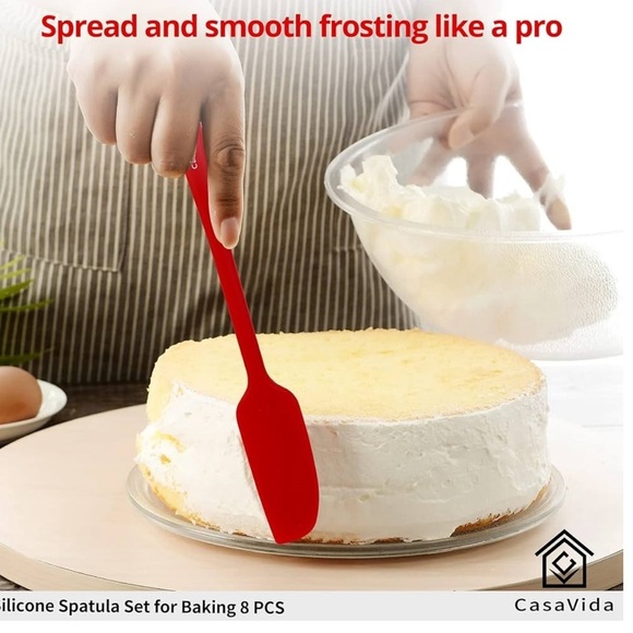 CasaVida Silicone Spatula Set 1piece Seamless Kitchen Bakeware Baking Mixing 8pc - Picture 6 of 12